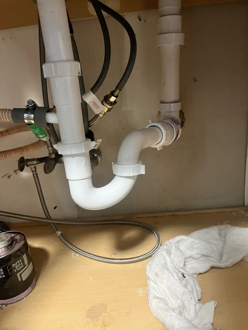 Kitchen drain replaced with new PVC