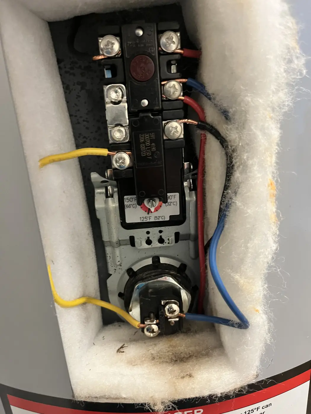 Replaced element and thermostat on an electric water heater
