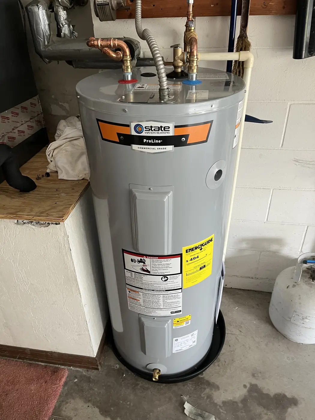 New electric water heater with new connections